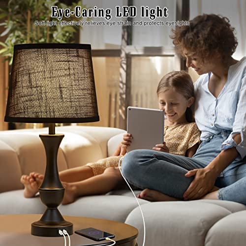 Image of Luvkczc Black Touch Table Lamps Set of 2, 22 inch Tall Bedside Lamps