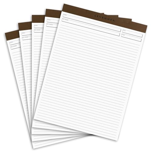 Levenger Freeleaf Full-Page Ruled Writing Pads Lined Notepad for Note Taking, Pack of 5, Letter