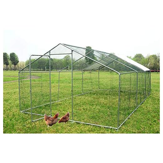 walsport Large Chicken Coop Walk-in Metal Hen Cage with Waterproof Cover, Enclosure Playpen for Backyard Farm Outdoor