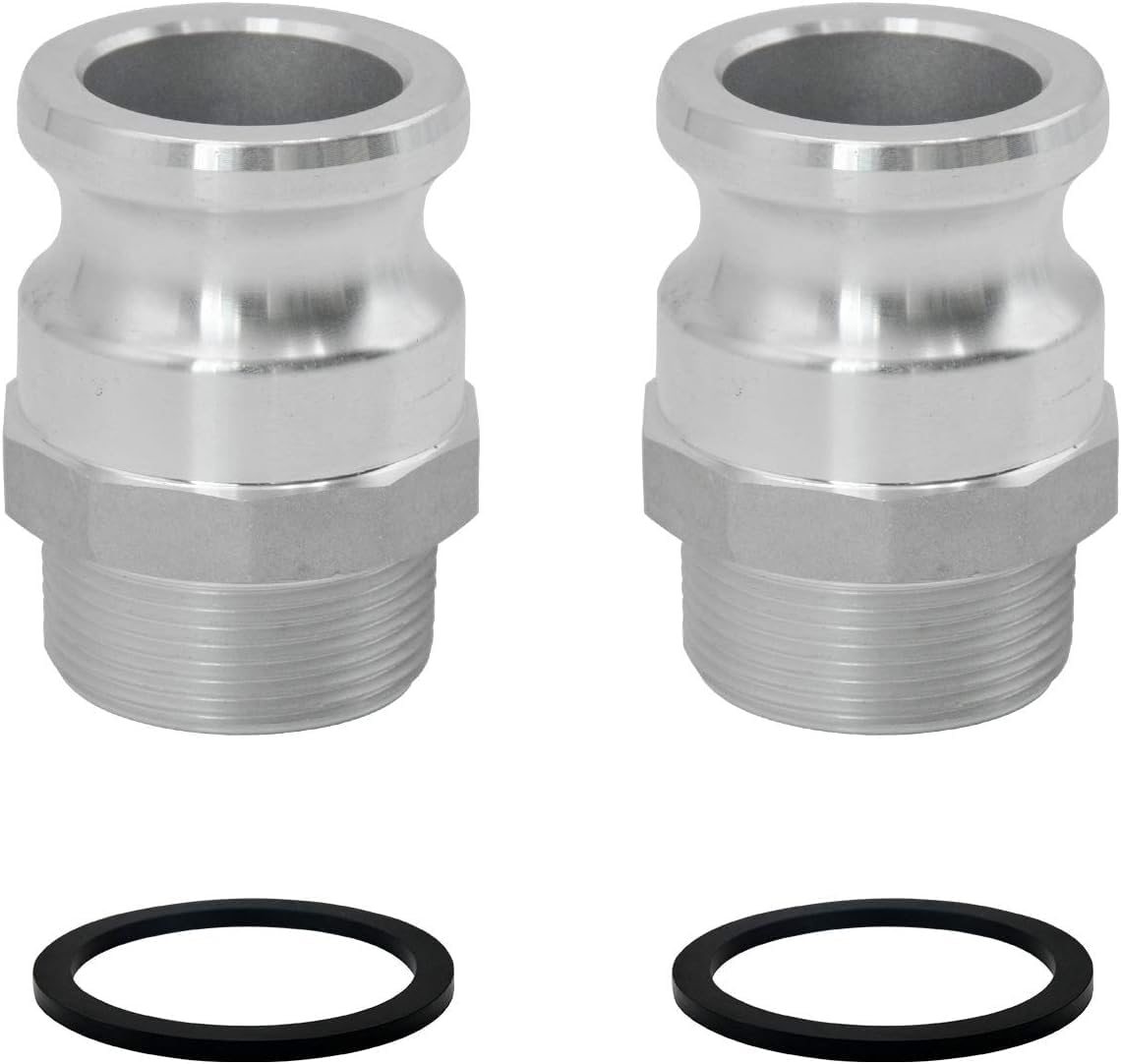 SAFBY 2 PCS Aluminum Global Type F Cam and Groove Hose Fitting, Plug x NPT Male with 2 PCS Camlock Gasket Fitting (3")