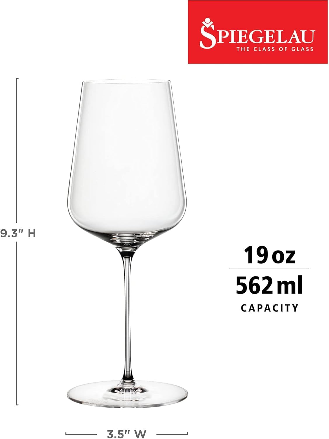 Spiegelau Definition Universal Big Wine Glasses, European Made Crystal Drinking Glass Set for White and Red Wines, Dinner, Birthday Party, Glassware, Home Bar Accessories, 538.6 g, Set of 4