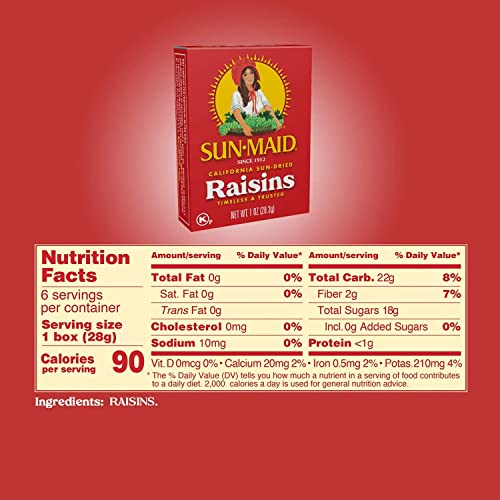 Image of Sun-Maid California Sun-Dried Raisins & Vanilla Yogurt Coated Raisins (6 Pack) Snack-Size Box - Dried Fruit Snack for Lunches and Snacks