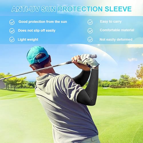 Image of Yuneek Arm Sleeves For Men & Women UV Sun Protection, UPF 50 Cool Arm Hand Cover Unisex For Bike ride,Golf,cricket,cycling,yoga,gym Sports