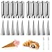 BUENTYA 20 PCS Schillerlockenformen Edelstahl Croissant Horn Tube 12,2/12,4cm Schaumrollenform Antihaft Sahnerollenform Spirale Schillerlock Backform Cremehornform Cannoli Mold mit 2 Reinigungsbürst
