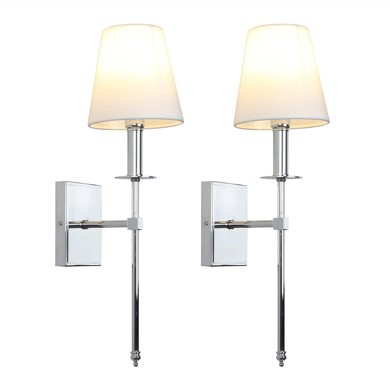 Apliques de pared clasicos de AHLOKI lamparas industriales cromadas con pantalla blanca rústica