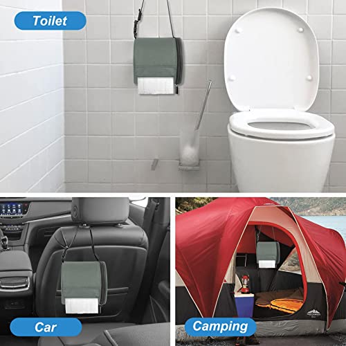 Vrsafan Toilet Paper Holder, Hanging Toilet Paper Dispenser Water&Dust-Proof Bathroom Containers, Foldable Roll Storage Bag And Adjust Dual Buckles Straps, Applied To Bathroom Kitchen Camping (Grey) #TOP4