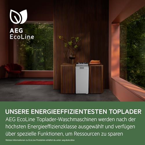AEG Waschmaschine Toplader, 40 cm, 6 kg, Serie 6000 ProSense - Mengenautomatik - Smarte Beladungserkennung, A, Nachlegefunktion, Wasserstopp & -Schutzalarm, Inverter Motor, 1400 U/min, LTR6A41460