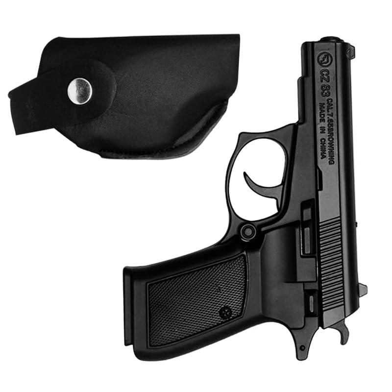 Image of Heavy Metal Gun Pistol Shaped with Barrel Pull Back System and Holster Pocket Lighter