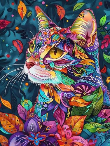 Peinture numéro d'art pour réussir son tableau sans savoir dessiner kit grande toile chat diy