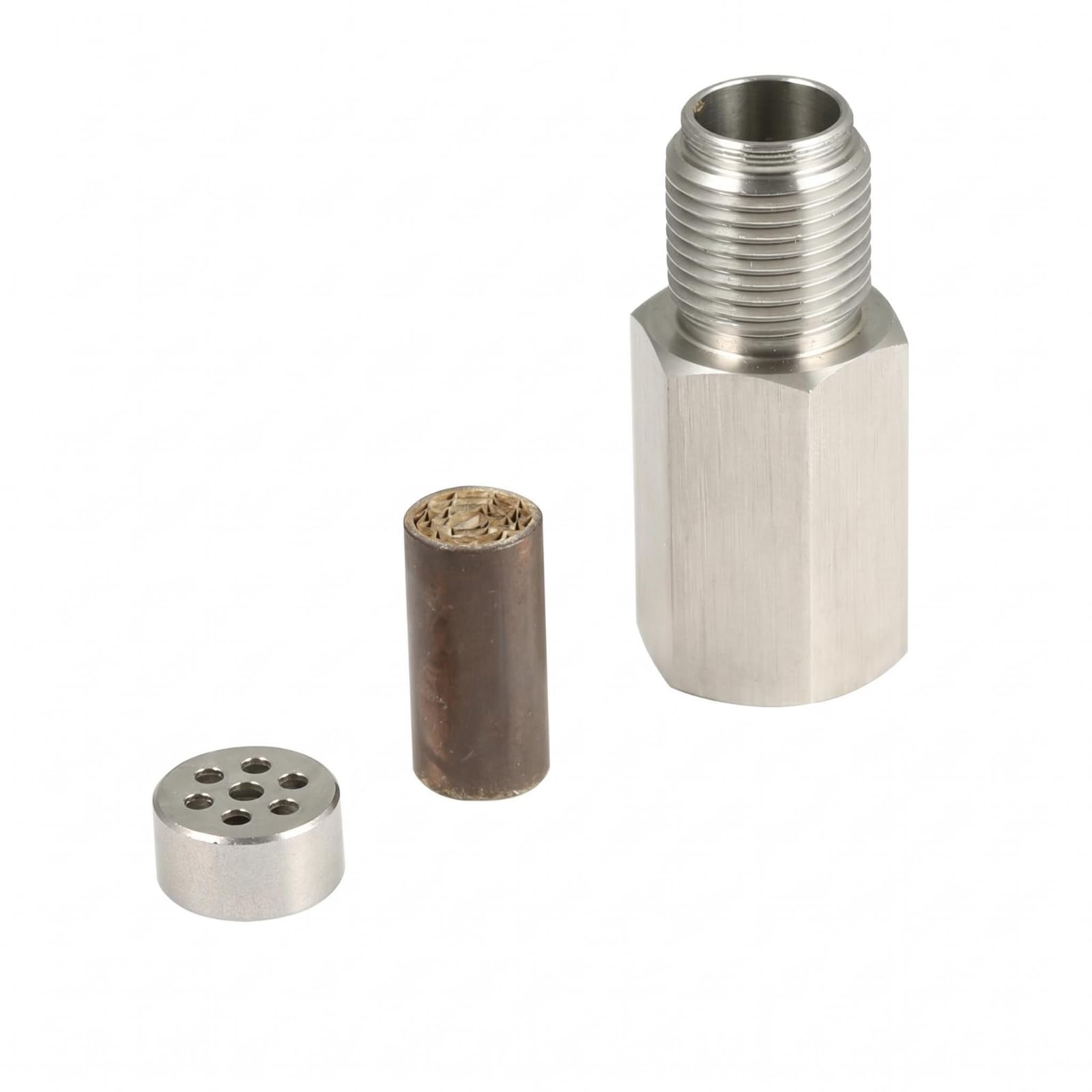 Hexagonal Body Stainless Steel Air-Fuel Sensor Connector Silver Finish Threaded Air-Fuel Sensor Connector Perforated Cap Car Parts Cylindrical Insert, M18-15-image-29