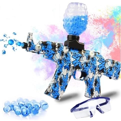 BuYou Gel Ball Blaster Fast Auto Blaster Electric with 31k Ammo for Adults Blue (Blue Camouflage) 14+ | Eyewear | Rechargeable | Garden | Outdoor Games Activities.
