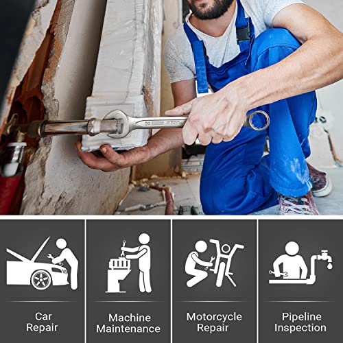 Image of Jetech 26mm Combination Wrench, Metric 12-Point Chrome Vanadium Steel Spanner, Industrial Grade with 15-Degree Offset, Sand Blasted Finish, Heat-Treated Forged Tool
