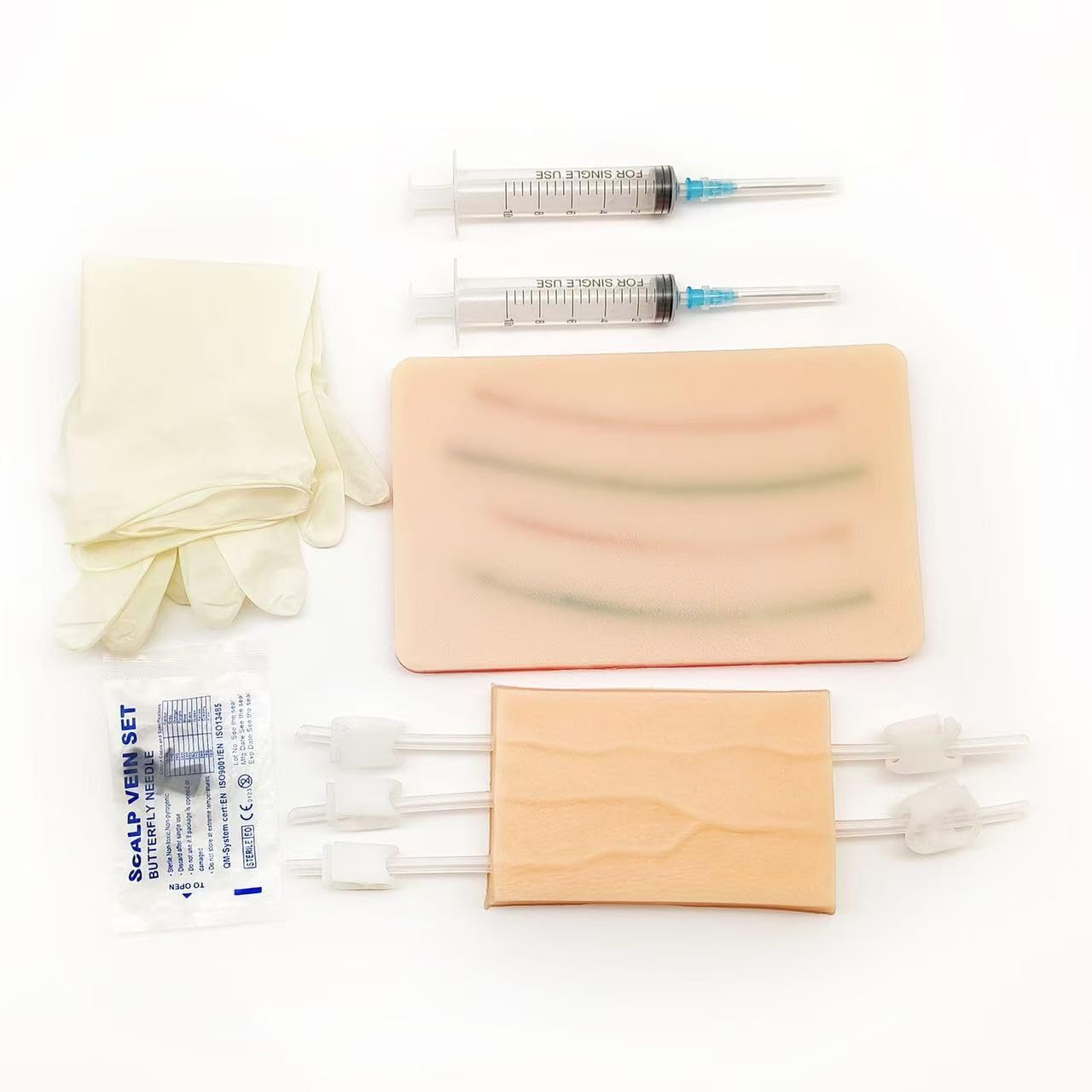 Venipuncture IV Pad，Injection Pad，Silicone IV Practice Kit with 4 Veins Imbedded-Phlebotomy Practice-Blood Draw Practice-IV Injection-Blood Return，Injection Training Pad，Phlebotomy School，Phlebotomist