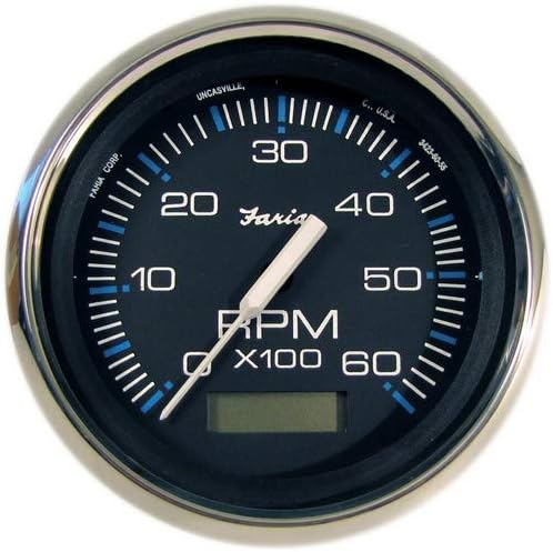 Miniatura 1 de Faria Chesapeake Black Ss - Tacómetro de 4" con medidor de hora - 6,000 rpm (Gas - Intraborda)