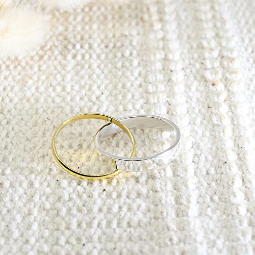 AeraVida Eternal Two Tone Interconnected Gold Plated .925 Sterling Silver Ring | Classic Wedding Rings For Women | Casual Comfort Fit Silver Rings for Women | Couple Unisex Rings | Sterling Silver Rings Sizes 6-92