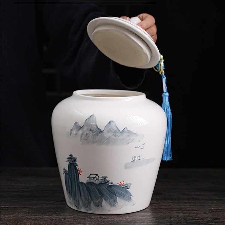 XYNSNDB Zestaw do herbaty Puszki na herbatę z białej porcelany, Puszki ceramiczne, Herbata Pu'er Awakening, Zamknięte, odporne na wilgoć puszki na herbatę, Puszki ogólne Słoik do przechowywania