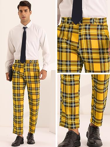 Lars Amadeus Plaid Dress Pants for Men's Slim Fit Straight Leg Formal Tartan Pattern Pants4