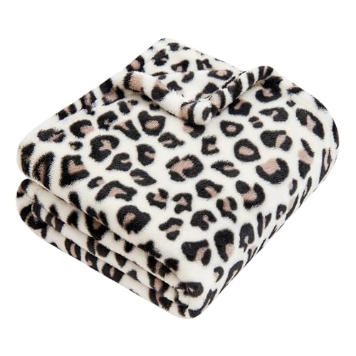 Image of Yurhap Leopard Print Baby Blanket Fleece Baby Blankets for Boys Girls, Ultra Soft Cozy Fluffy Infant Toddler Newborn Receiving Blankets for Crib Stroller, 30 inchx40 inch, Cream