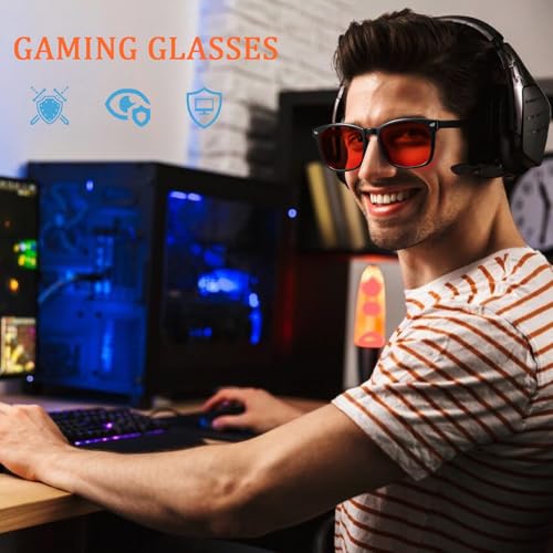 Blue Light Blocking Glasses Amber Gaming Glasses for Women Men Gaming Computer Glasses for Better Sleep/Eyes Strain3