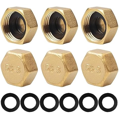 6PCS Brass Blanking Caps with Washers Cover
