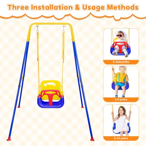 Image of 4-in-1 Toddler Swing Set & Baby Jumper and Bouncer for Toddlers | Foldable Baby Swing Stand for Outdoor /Indoor Play, Easy to Assemble and Store for Ages 6 Months to 10 Years Old