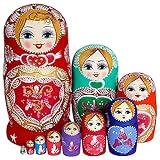 Mirnoadic Russische Matryoshka nisting duppen stapeln dugen hölzern russische duge Set für Kinder Spiele Toy Toy Geschenk Desktop Dekoration 10pcs, Nistpuppe