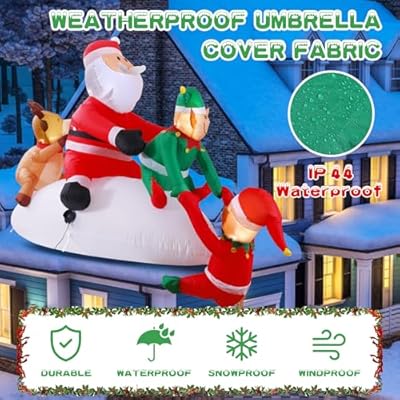 9FT Aufblasbarer Weihnachtsmann mit LED – Kletternder Nikolaus für festliche Weihnachtsdeko im Garten und Fenster! – Bild 5