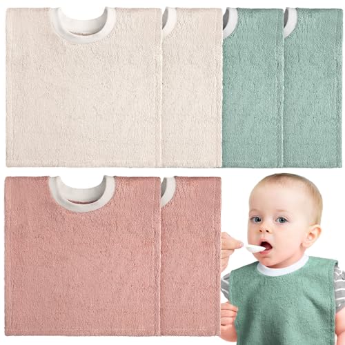 Image of Foaincore 6 Pcs Pullover Baby Bibs Cotton Terry Toddler Absorbent Infant for Feeding and Drooling Towel Bib (Vivid Color)