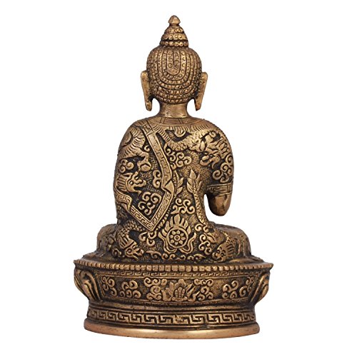 Estatua de Buda de Bronce con Acabado Antiguo 17.5 cm miniatura 4