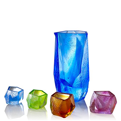 Liuli Crystal Art - Crystal Sake Serving Set (1 Pitcher + 4 Shot Glasses) - Our Secret