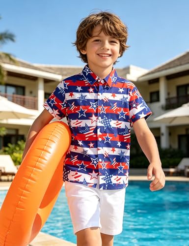 Image of Boys Hawaiian Shirt Kids Button Down Aloha Beach Hawaii Tops 5-14Y