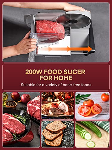 FOHERE-200W-Meat-Slicer-for-Home-Use-Electric-Food-Slicer-with-Two-75-Sharp-Stainless-Steel-BladeSerrated-Smooth-0-15mm-Precise-Thickness-Cut-Deli-Food-Meat-Bread-Fruit-Vegetable-Silver
