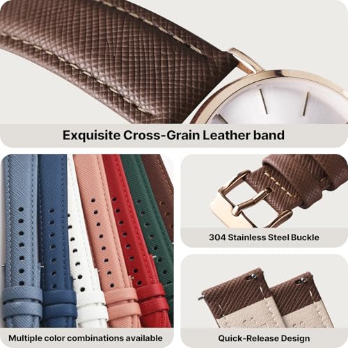 Image of Fullmosa Cross Leather Replacement Watch Strap 20mm Compatible for Samsung Galaxy Watch 5 40mm 44mm /Pro 45mm /Watch 4 40mm 44mm /Classic 46mm 42mm(2021) - Brown