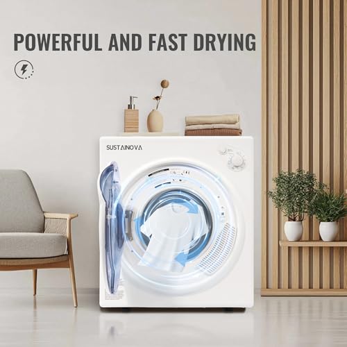 Image of Elevon 1500W Portable Clothes Dryer, 3.5 cu.ft Electric Drying Machine for Laundry with Steel Tub for Apartment, Dorms, Compact Dryer for Small Space, Black /White