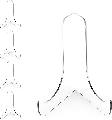 Boloyo Soporte de exhibición de placa acrílica en ángulo de 60 grados, 3 pulgadas, 5 unidades, acrílico transparente, base de caballete para hogar,