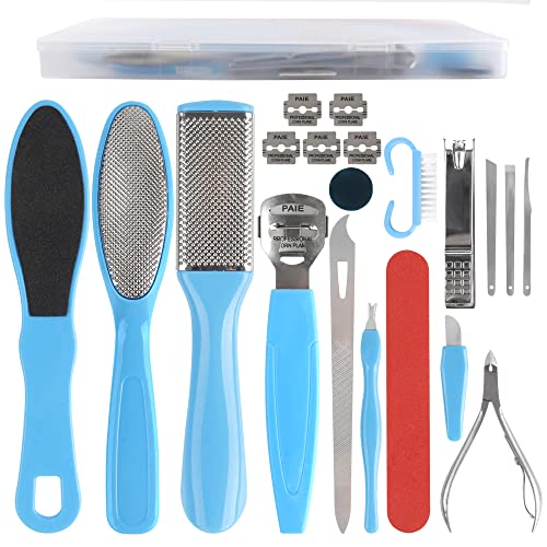 Stainless Steel Pedicure Kit Professional Exfoliation Calluses 17 Pcs Foot File Set For Women And Men At Home Or Travel Or Salon to Foot Care