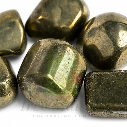 Image of Crystal Pyrite Tumble Stone Pebble Tumbled Gemstone for Reiki Healing Vastu Correction Gravels for Aquarium Home Decor Garden Table 100 Gm