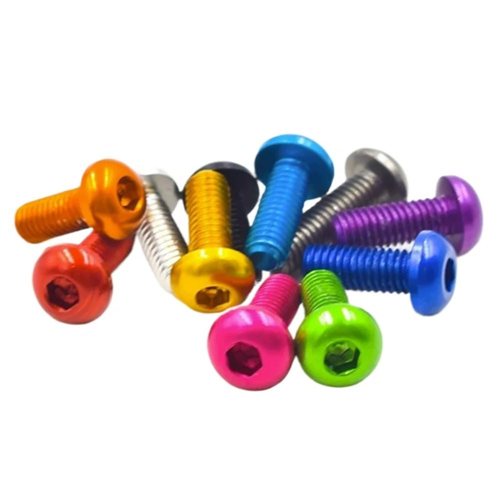 Colorful Aluminum 7075 Hex Socket Button Head Screws M3 M4 (Red,M3 x 12mm,QTY10pcs)