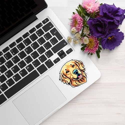 Image of Golden Retriever Dog Sticker 5 Inch - Cute Puppy Waterproof Vinyl Decal for Laptop Water Bottle Car Window Pet Lover Gift