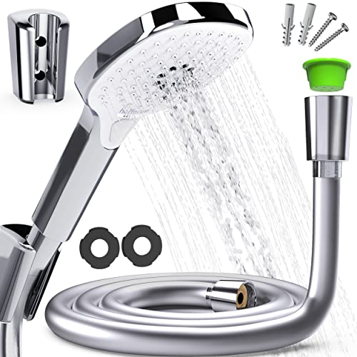 hoffmann Made in Germany Douchette Kiel Plus avec flexible et support mural La douchette chromée 4 types de jet est parfaitement complétée par le flexible de douche 1,25 m de long et le support mural
