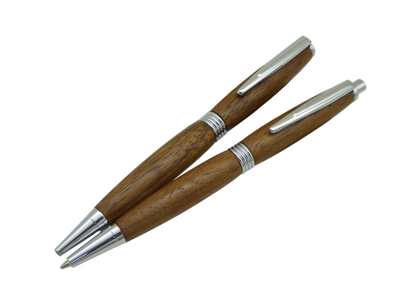 Set Kugelschreiber und Bleistift, handgedrechselt aus Edelhölzern, Schreibset, Unikate, Personalisierbar (Teak, Streamline, chrom)