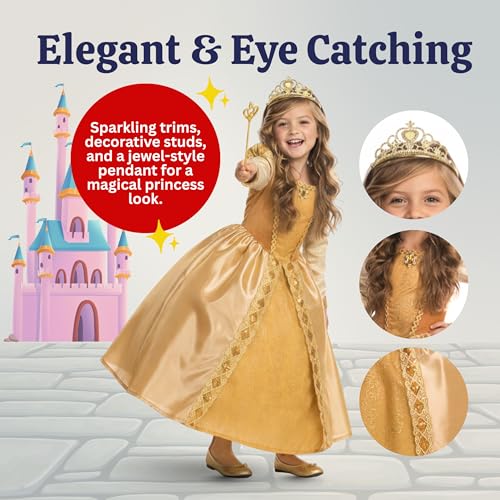 Disfraz Princesa Vestido Dorado para Niñas miniatura 3