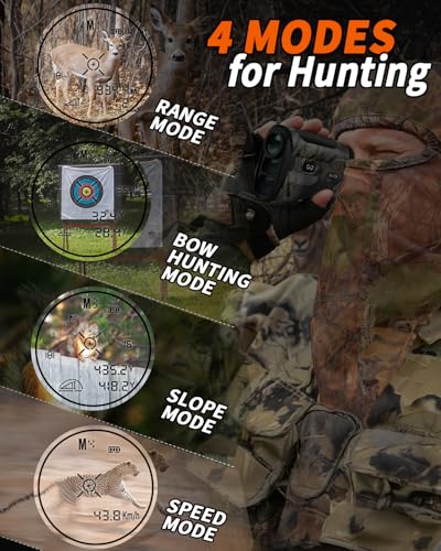Image of WOSPORTS Hunting Rangefinder, Range Finder for Hunter with Bow Hunting Mode /Distance /Angle /Speed /Scan Multi Functional, 6X Magnification, 1200-Yard