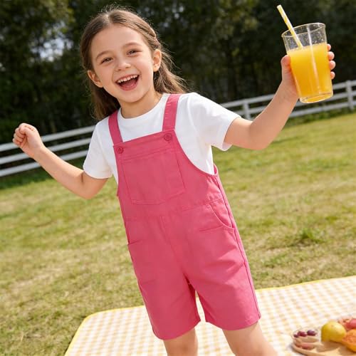 Overol corto para niñas holgado y sin mangas de pierna recta para el verano casual 6