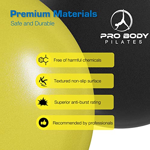 Probody Pilates Ball Small Exercise Ball W/Pump, 9 Inch Bender Ball, Mini Soft Yoga Ball, Workout Ball For Stability, Barre, Fitness, Ab, Core, And Physical Therapy Ball At Home Gym & Office (Yellow) #TOP2