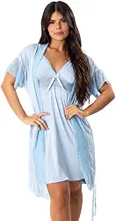 Kit Camisola e Robe Amamentação Feminino Gestante Para Amamentar Kit Pijama