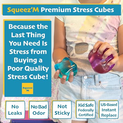 Image of Original Big Block Premium Stress Cube 2 Pack, Squishy Fidget Toy, Adults | Non-toxic ASTM certified, US family-owned, easy replacement, jumbo sensory squeeze cubes set of 2, stress relief