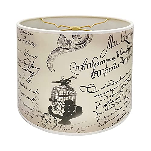 Image of Royal Designs, Inc. Trendy Decorative Handmade Drum Shade, Made in USA, 10in, HBC-8044-10, Caligraphy