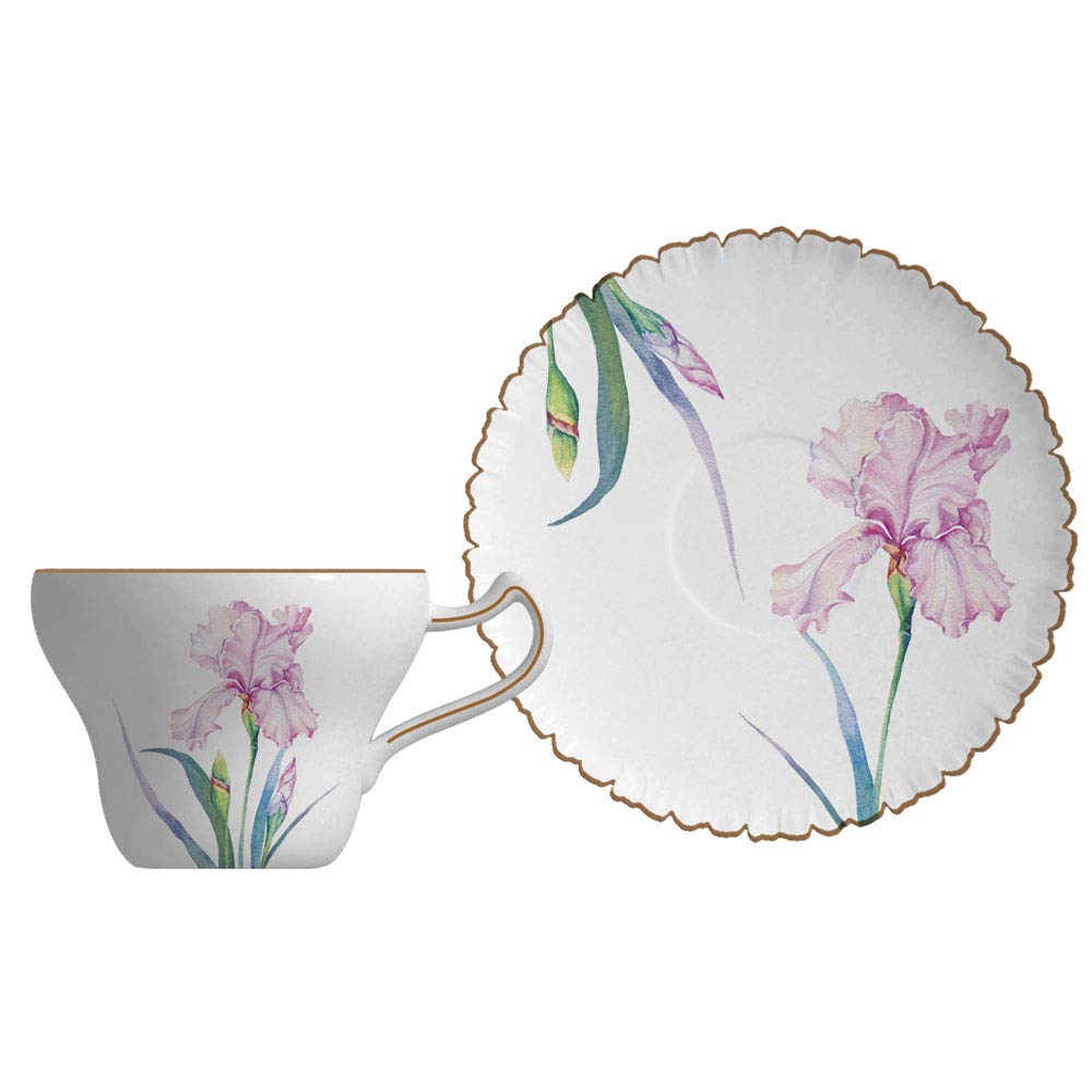 LUOWAN Iris Alice Cup and Saucer Set (Pink)