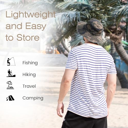 Image of Bucket Hat Wide Brim UV Protection Sun Hat Boonie Hats Fishing Hiking Safari Outdoor Hats for Men and Women